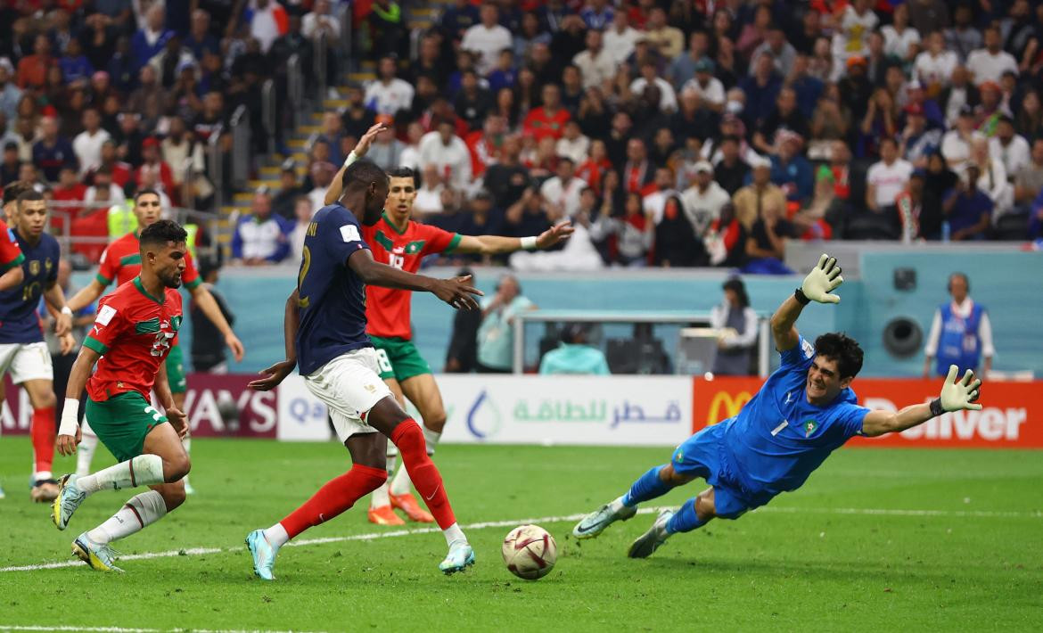 El gol de Kolo Muani ante Marruecos; Selección de Francia. Foto: Reuters.