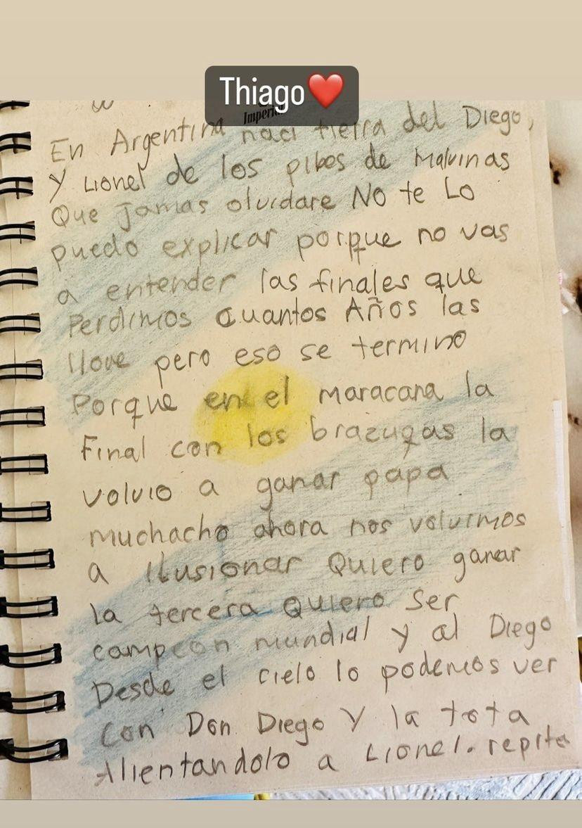 Canción escrita por Thiago Messi en la previa a la final del Mundial de Qatar.