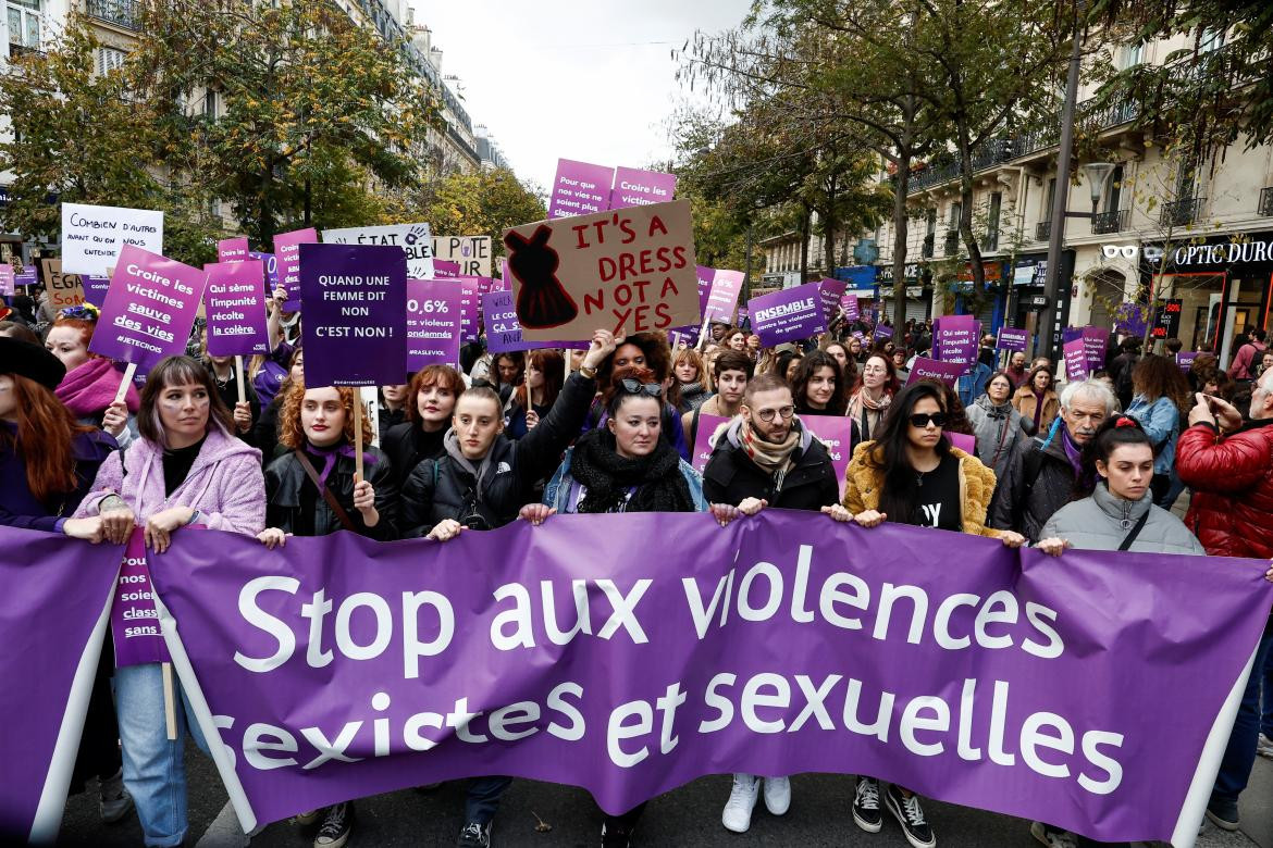 Protestas en Francia contra la violencia de género. Foto: Reuters