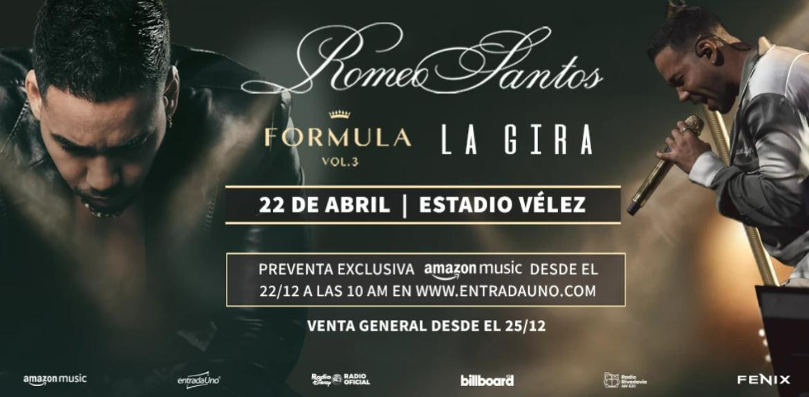 Romeo Santos en el estadio Vélez. Foto NA.