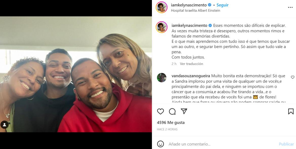 La publicación de la hija de Pelé. Foto: Instagram.