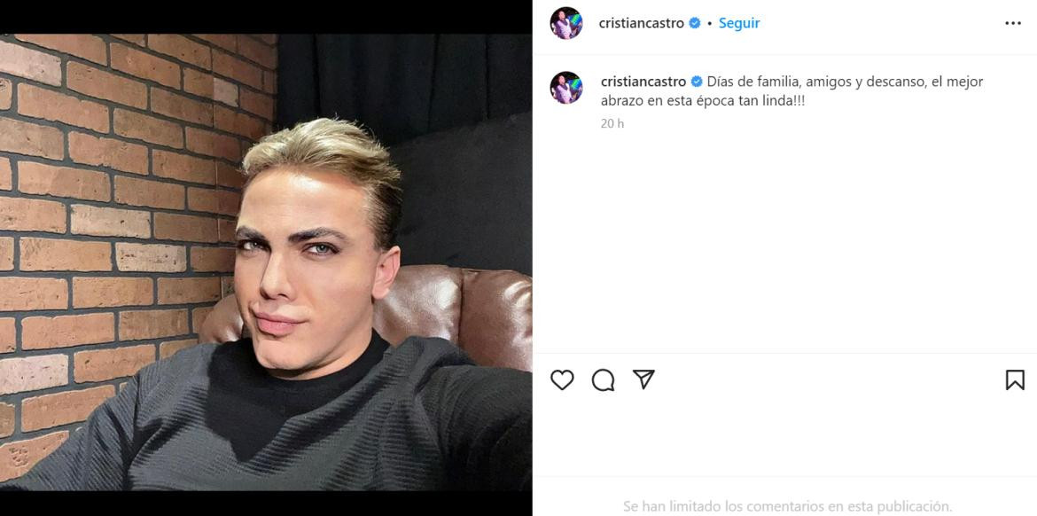 El cambio de look de Cristian Castro. Foto: Instagram.