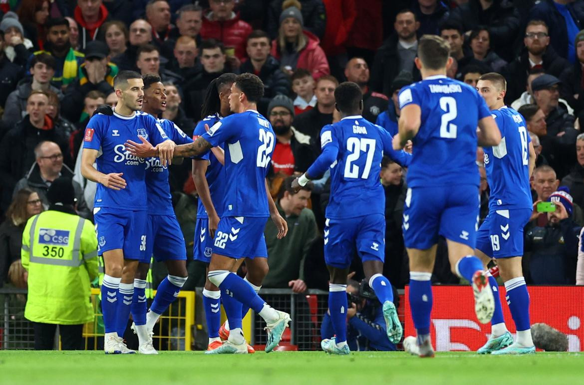 El festejo de Everton vs. Manchester United; FA Cup. Foto: Reuters.