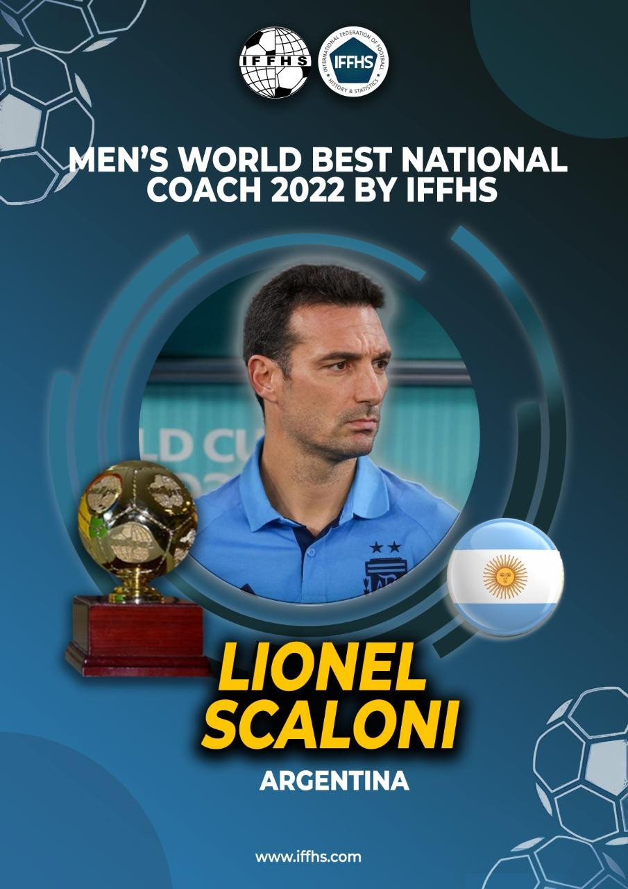 Lionel Scaloni, elegido como el mejor entrenador. Foto: IFFHS.