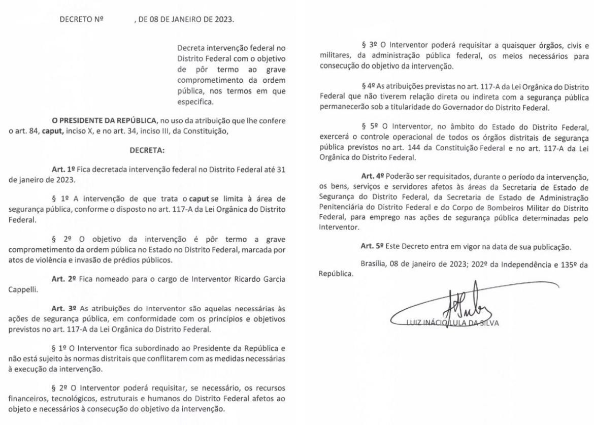 El decreto de Lula da Silva. Foto: Twitter @LulaOficial.