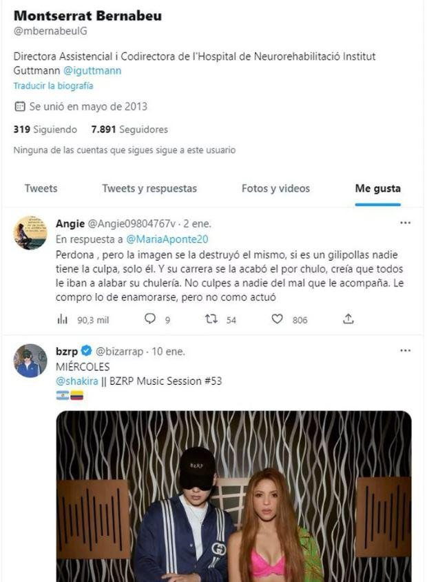 El retweet y me gusta de la madre de Piqué. Foto: captura de Twitter.