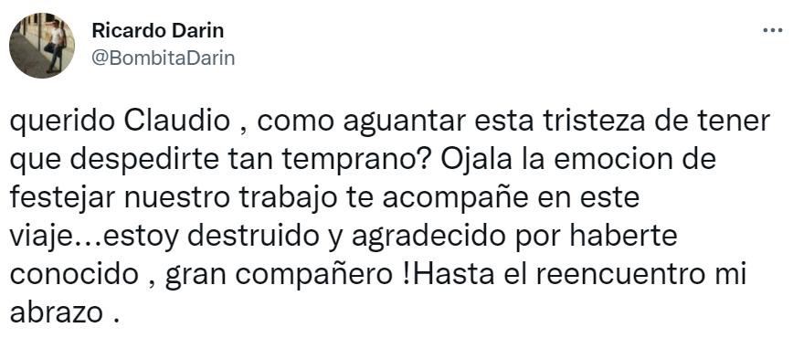 El adiós de Ricardo Darín. Foto: Twitter.