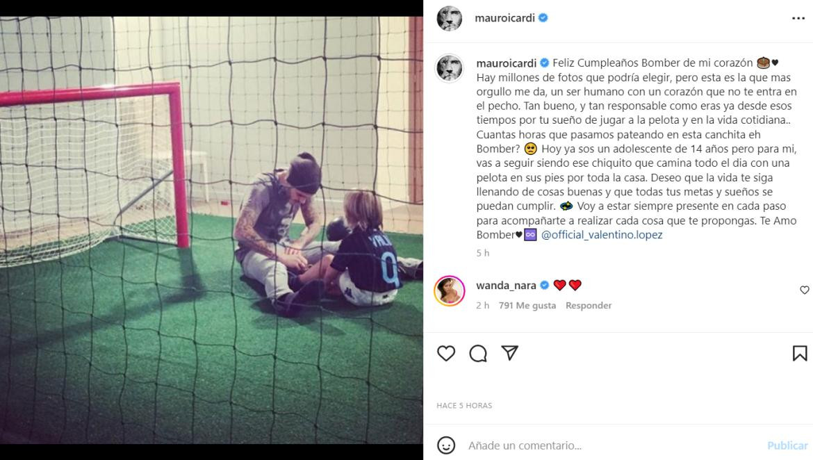 La publicación de Mauro Icardi. Foto: Instagram.