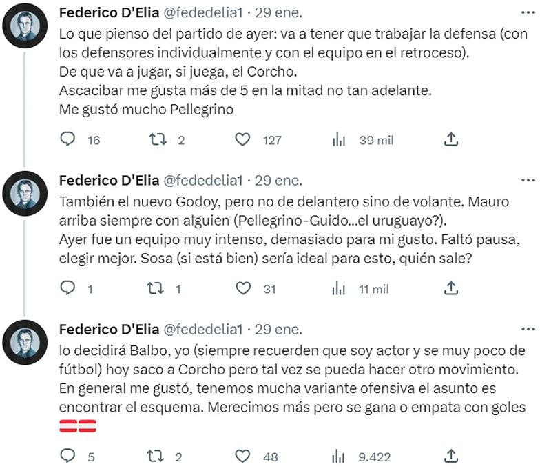 El análisis sobre el partido. Foto: Twitter.