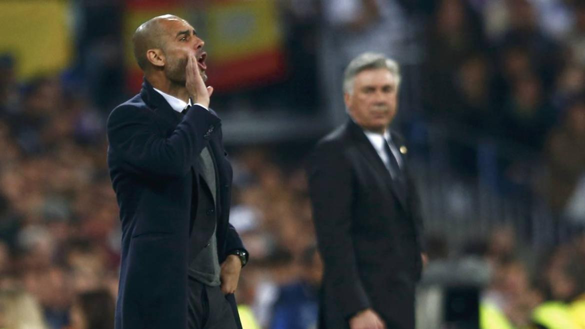 Pep Guardiola y Carlo Ancelotti. Foto: REUTERS