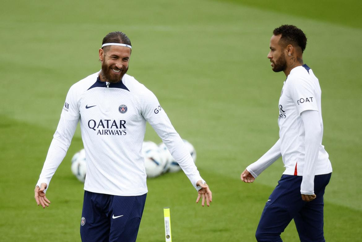 Sergio Ramos y Neymar, PSG. Foto: REUTERS