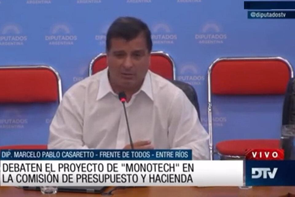 Diputados: dictamen favorable para el proyecto de Monotech	