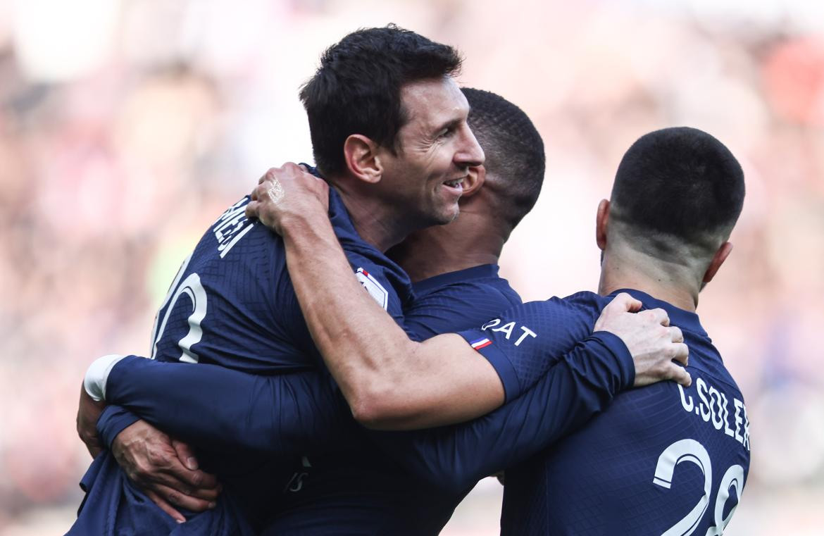 Festejo de Lionel Messi para el PSG ante el Lille por la Liga 1. Foto: EFE.