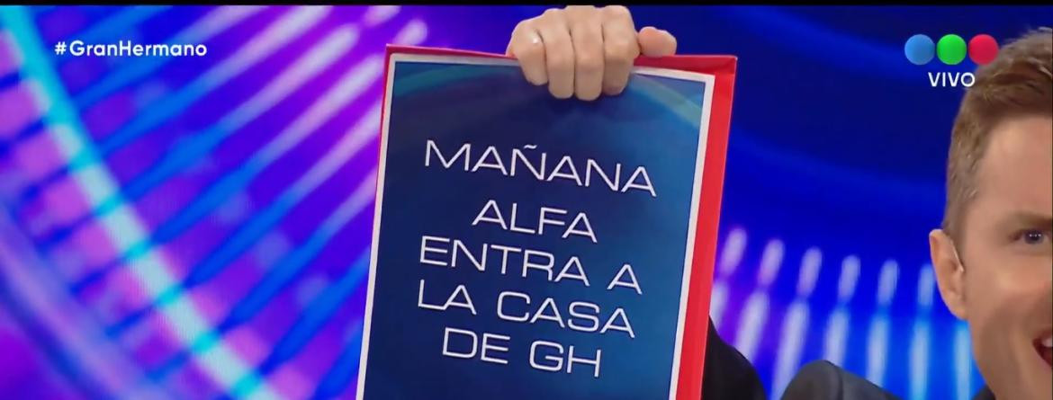 Alfa vuelve a Gran Hermano. Foto Captura Gran Hermano. 