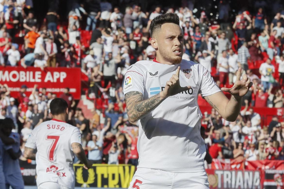 Lucas Ocampos; Sevilla vs. Almería. Foto: EFE.