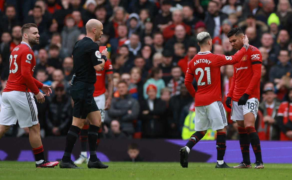 Expulsión de Casemiro; Manchester United vs. Southampton. Foto: Reuters.