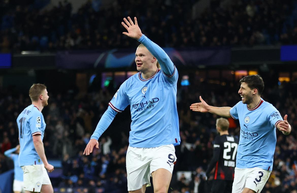 Champions League, Erling Haaland en la victoria del Manchester City ante el Leipzig. Foto: REUTERS.