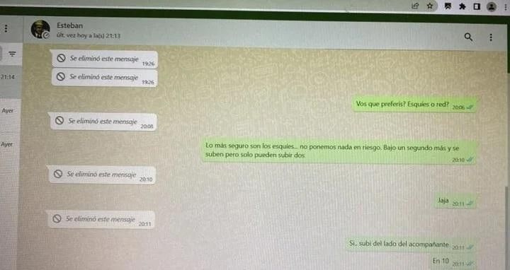 Conversación entre el piloto del helicóptero y el capo narco Esteban Lindor Alvarado. Foto Ministerio Público Fiscal.