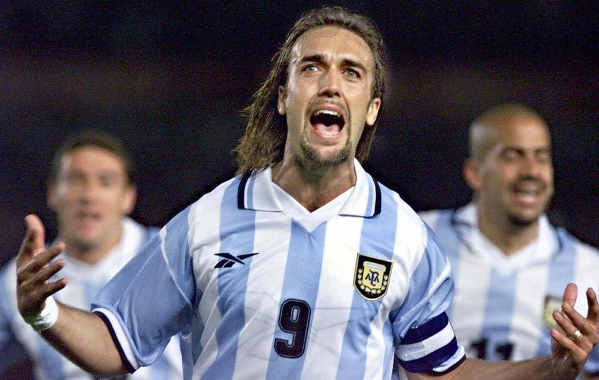 Gabriel Batistuta, el segundo máximo goleador de Argentina con 54 goles. Foto: NA.