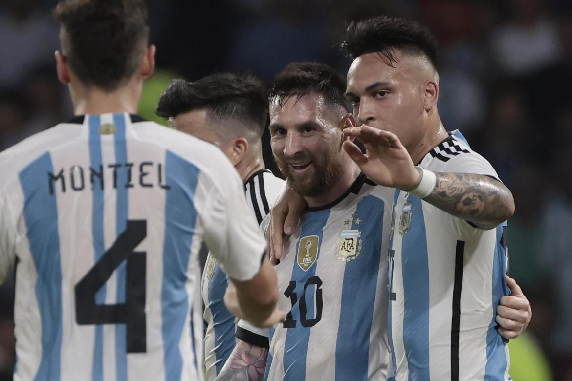 Lionel Messi en el amistoso de la Selección ante Curazao. Foto: EFE.