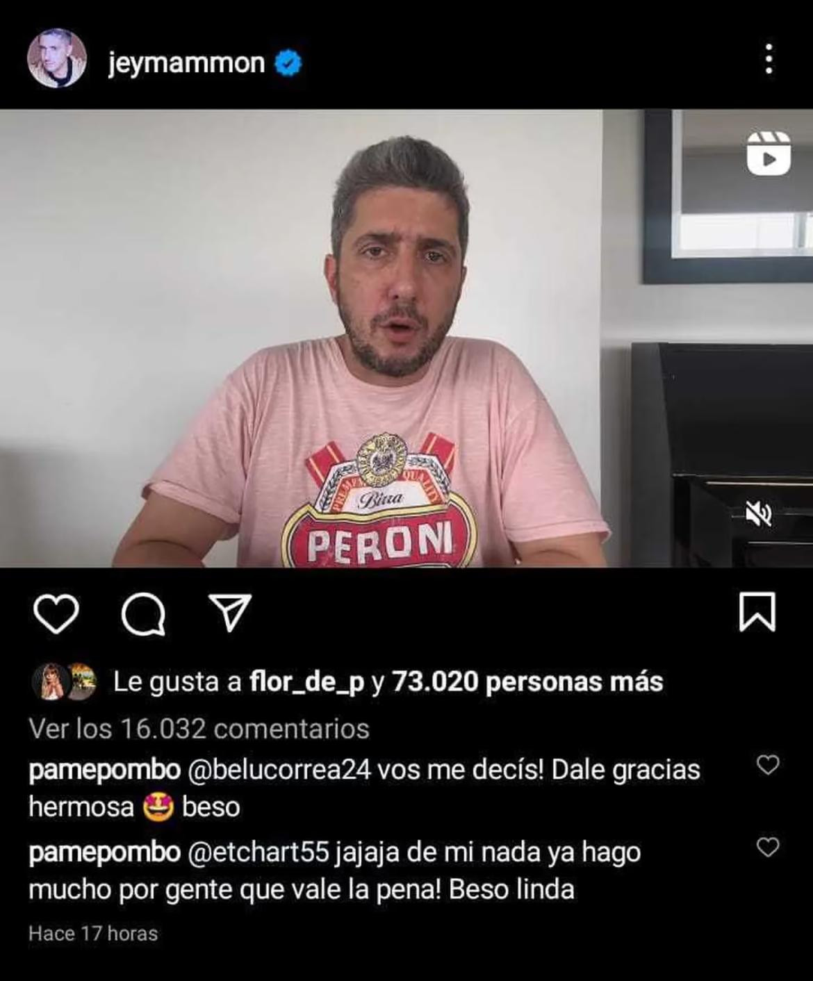 Los comentarios de Pamela Pombo defendiendo a Jey. Foto: Captura.