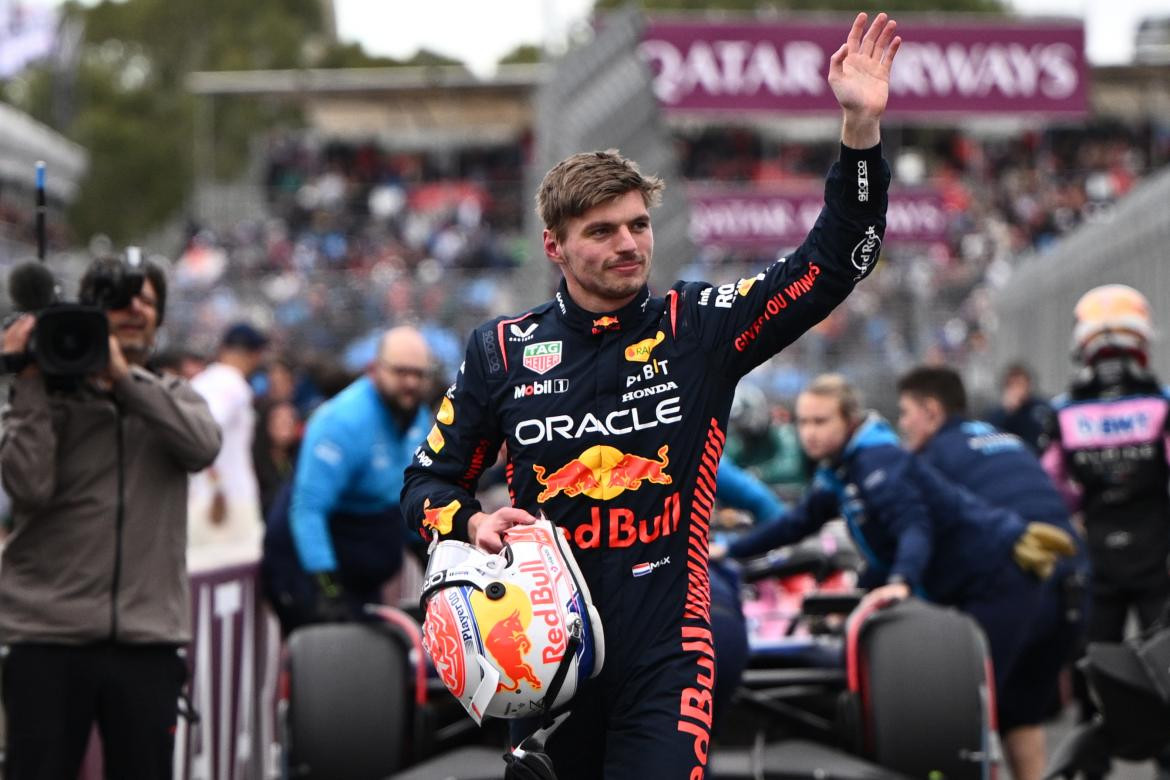 Festejo de Max Verstappen en la clasificación del Gran Premio de Australia. Foto: EFE.