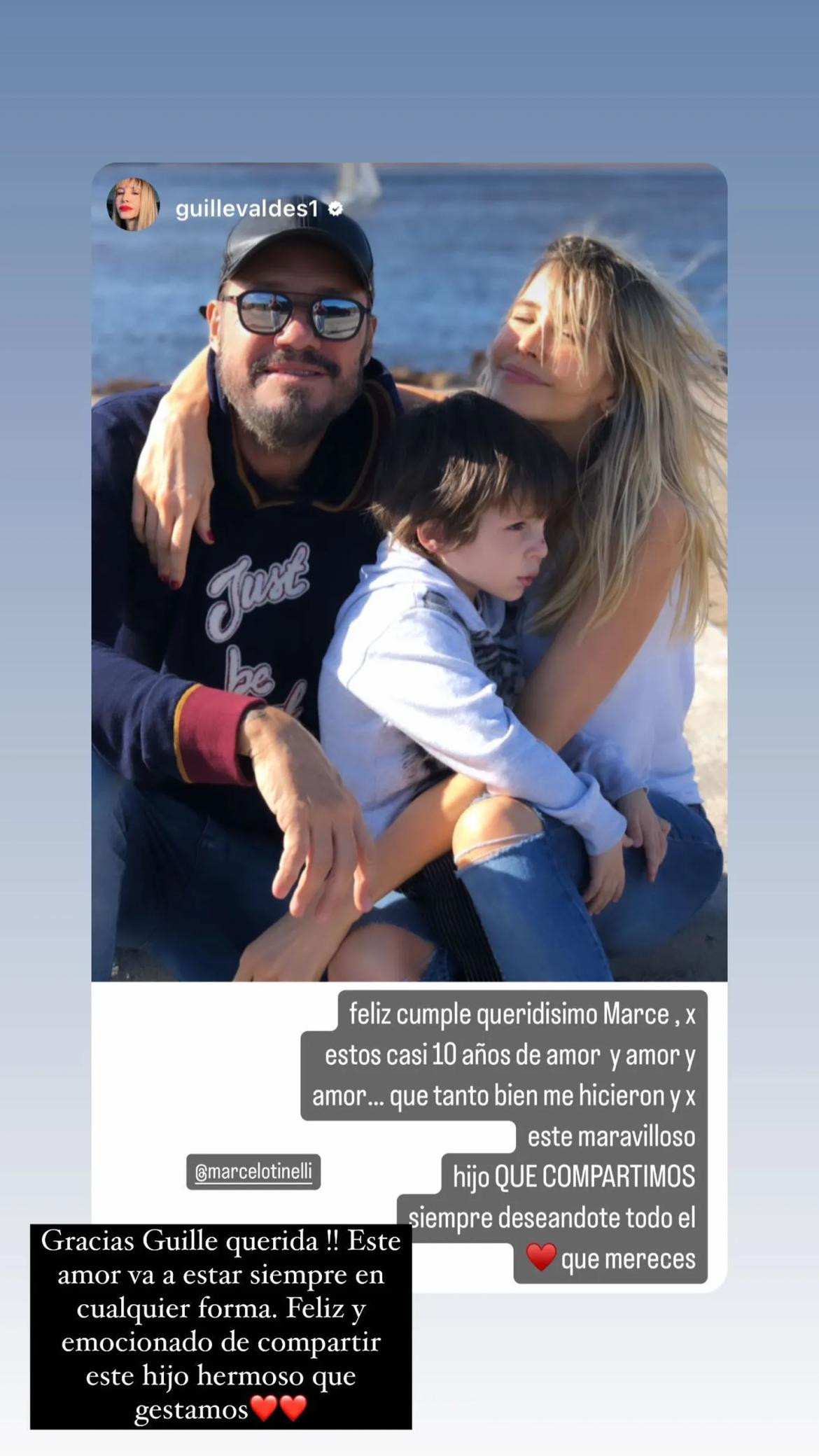 El intercambio entre Guillermina Valdés y Marcelo Tinelli. Foto: Instagram.