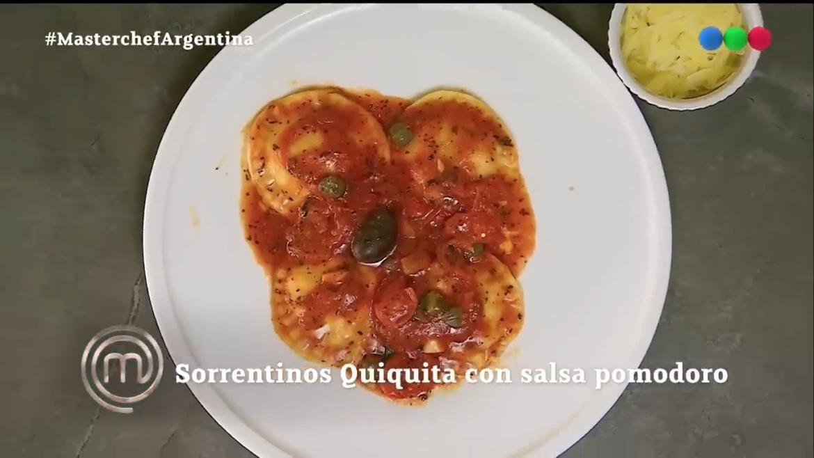 Los sorrentinos que cocinó Emilio en Masterchef 2023. Foto Captura gentileza Masterchef.