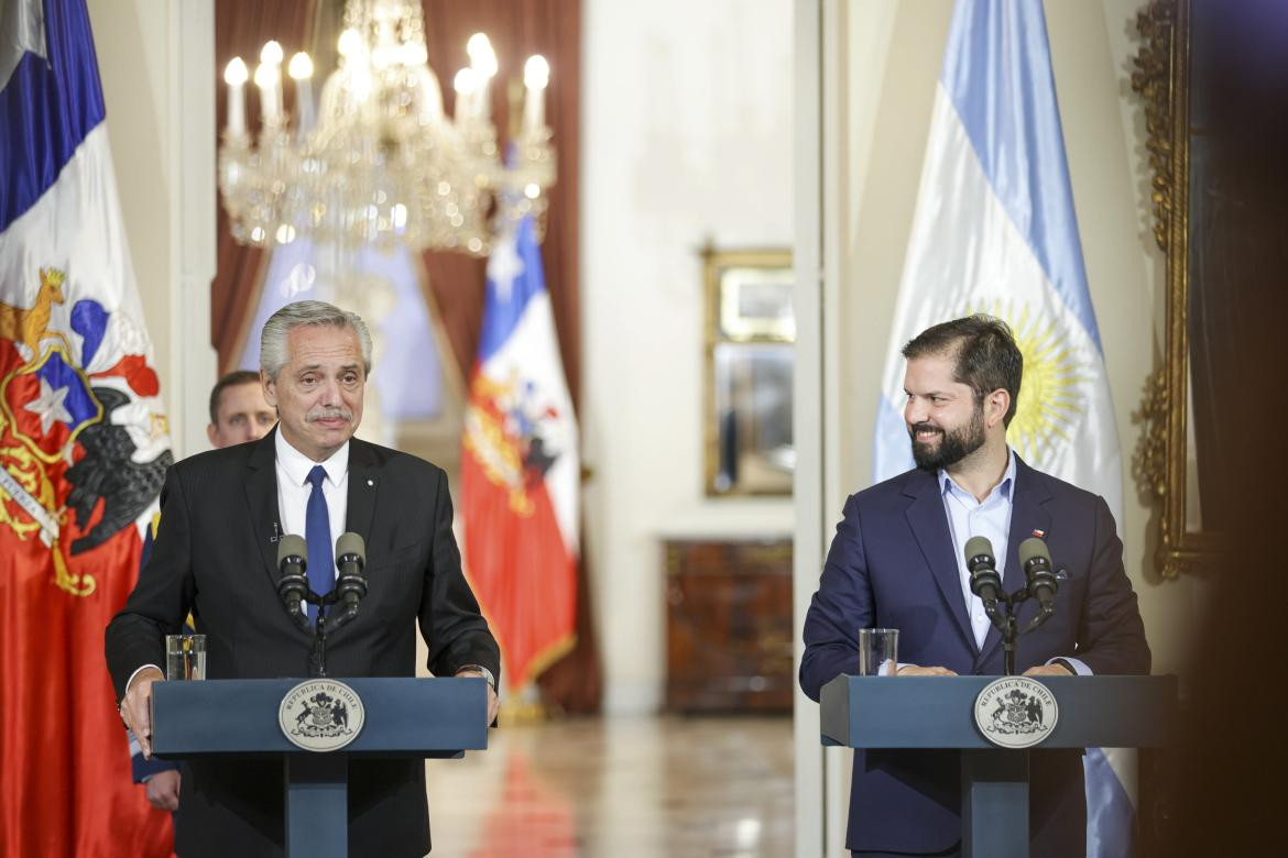 Alberto Fernández y su par de Chile, Gabriel Boric. NA