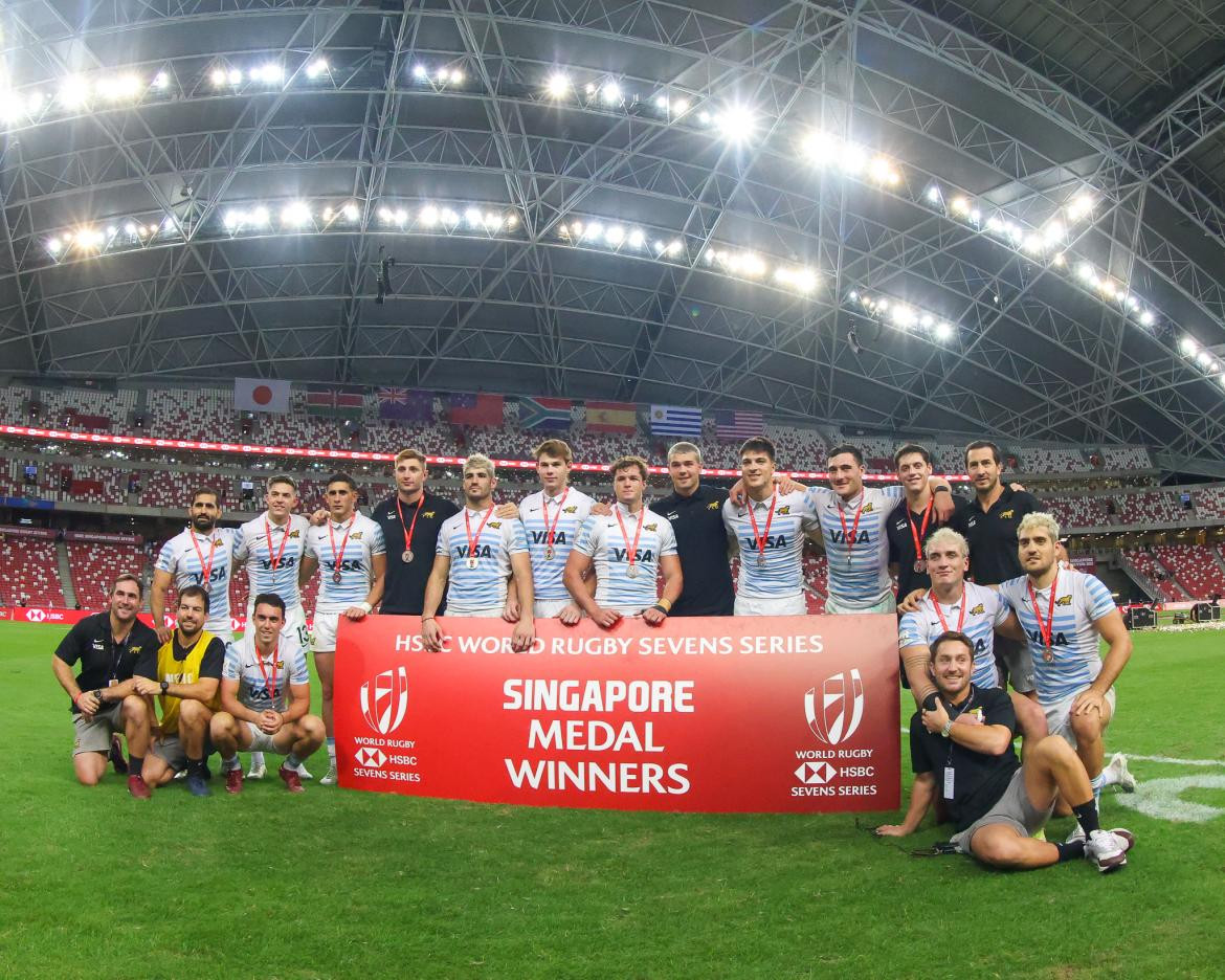 Los Pumas Seven terminaron segundos en el Circuito Mundial de Singapur. Foto: @lospumas7arg.