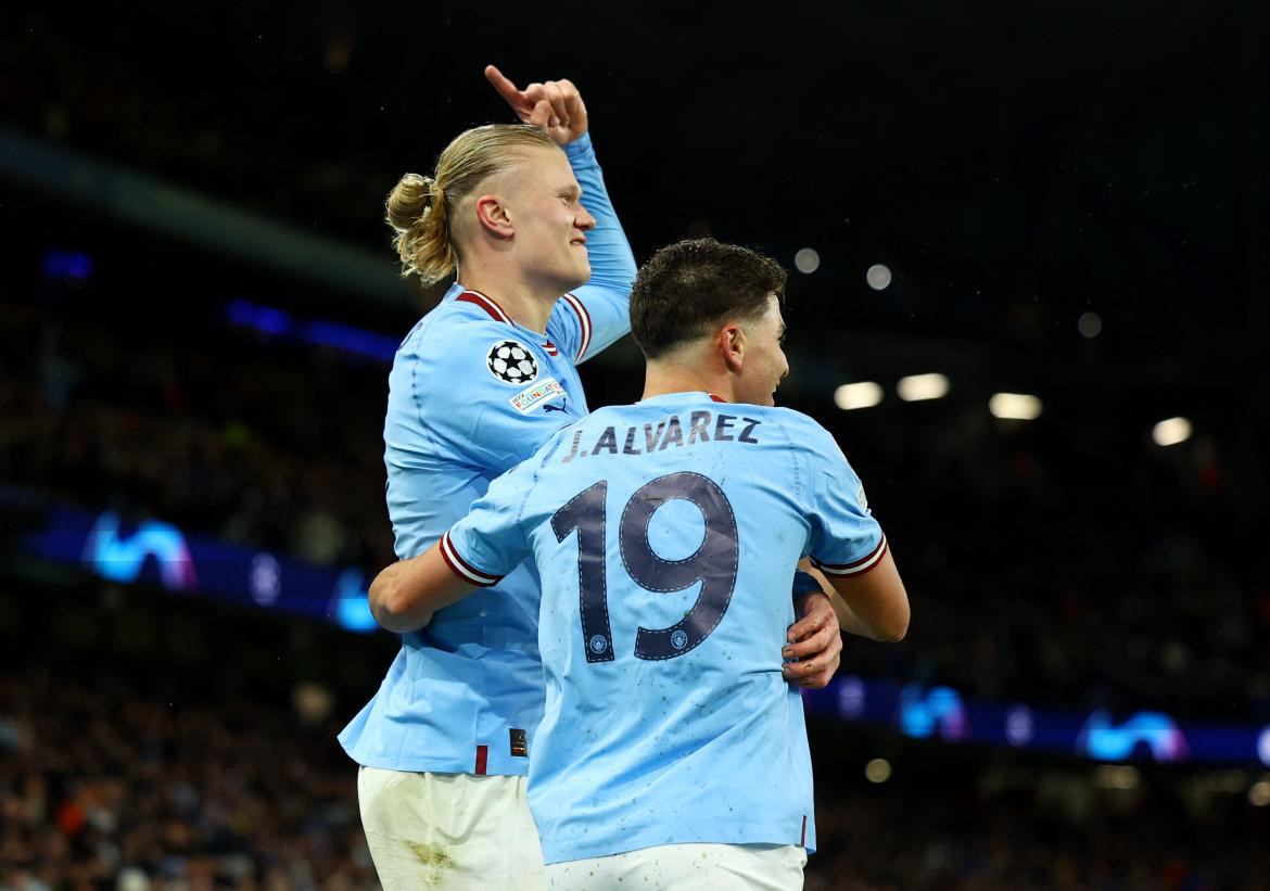 Festejo del Manchester City ante el Bayern Munich por la Champions League. Foto: REUTERS.