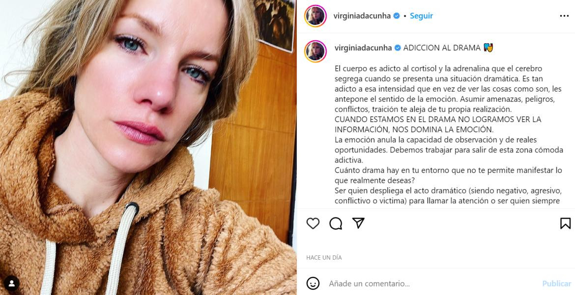 La imagen que publicó Virginia y preocupó a todos. Foto: Instagram.