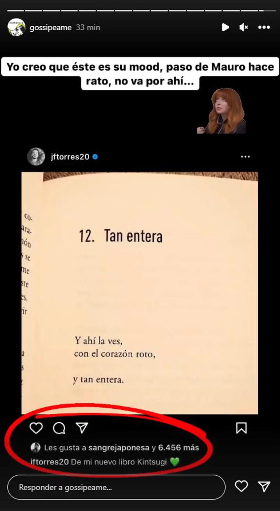 El like que descubrió la cuenta Gossipeame. Foto: Instagram.