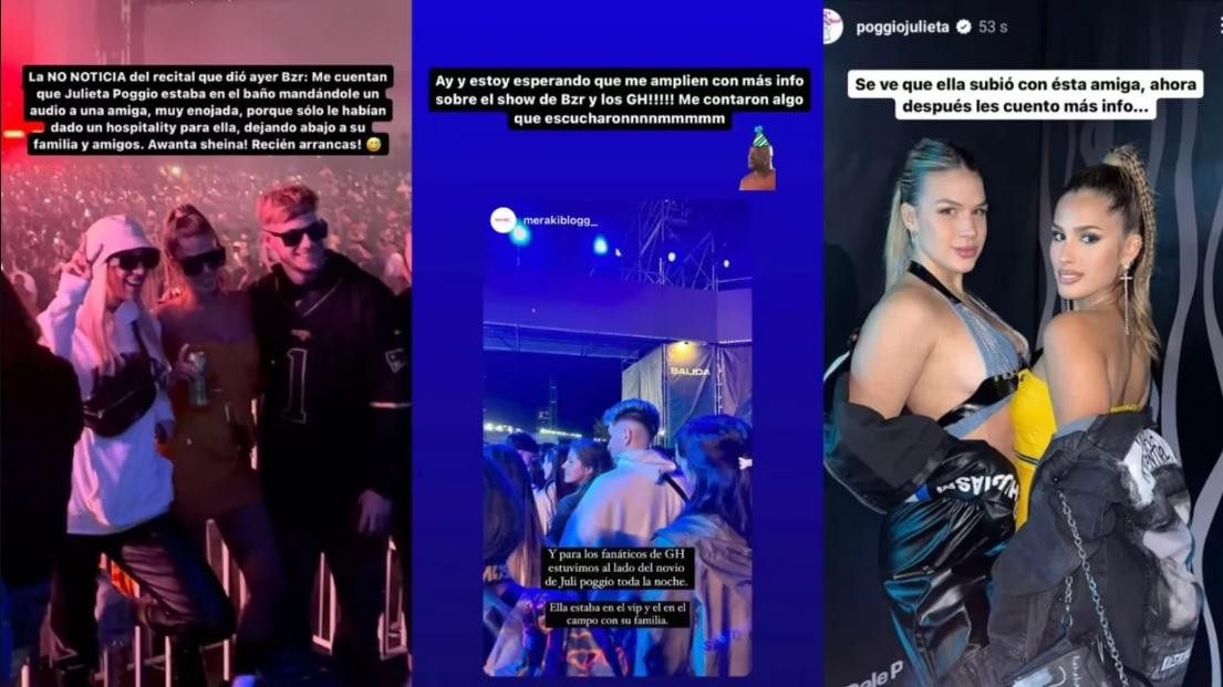 La noche de Julieta Poggio en el concierto de Bizarrap. Foto: Instagram @gossipeame