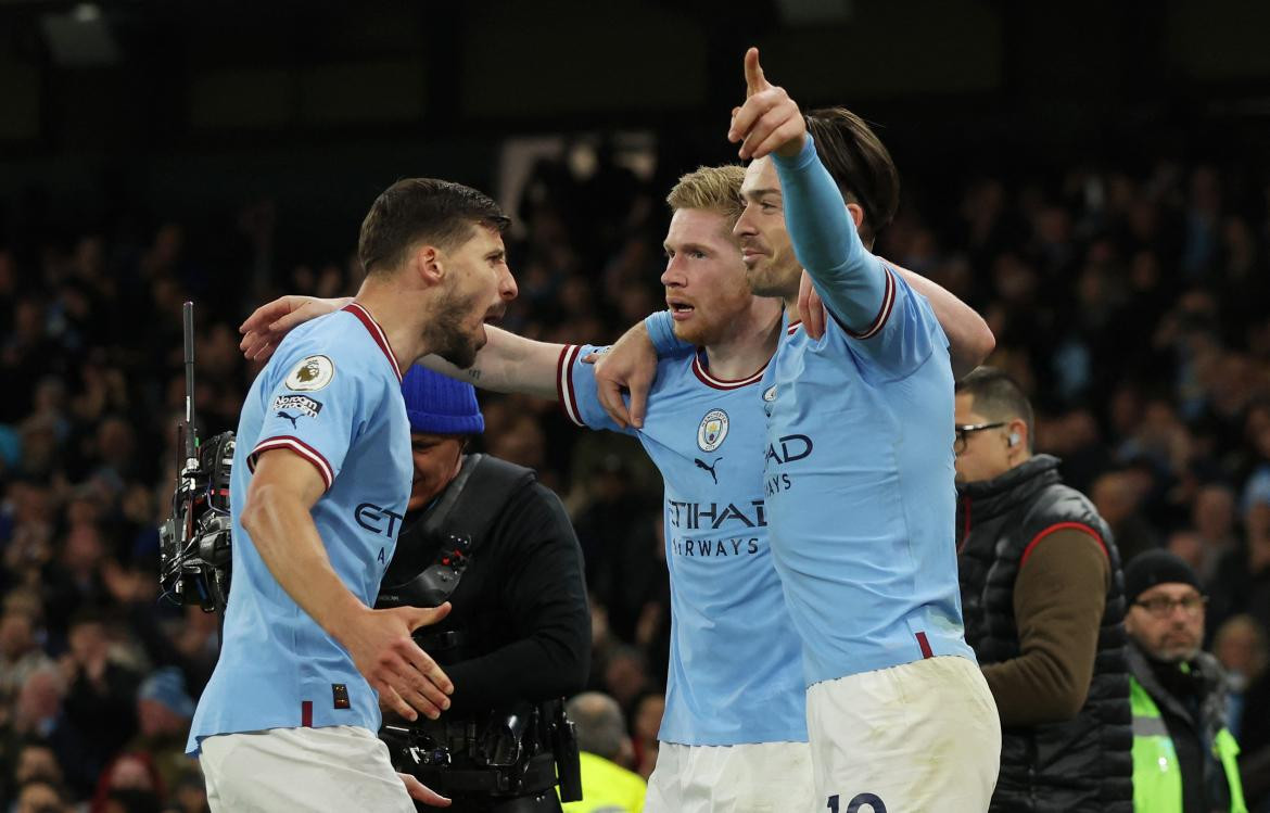 Festejo del Manchester City ante Arsenal por la Premier League. Foto: REUTERS