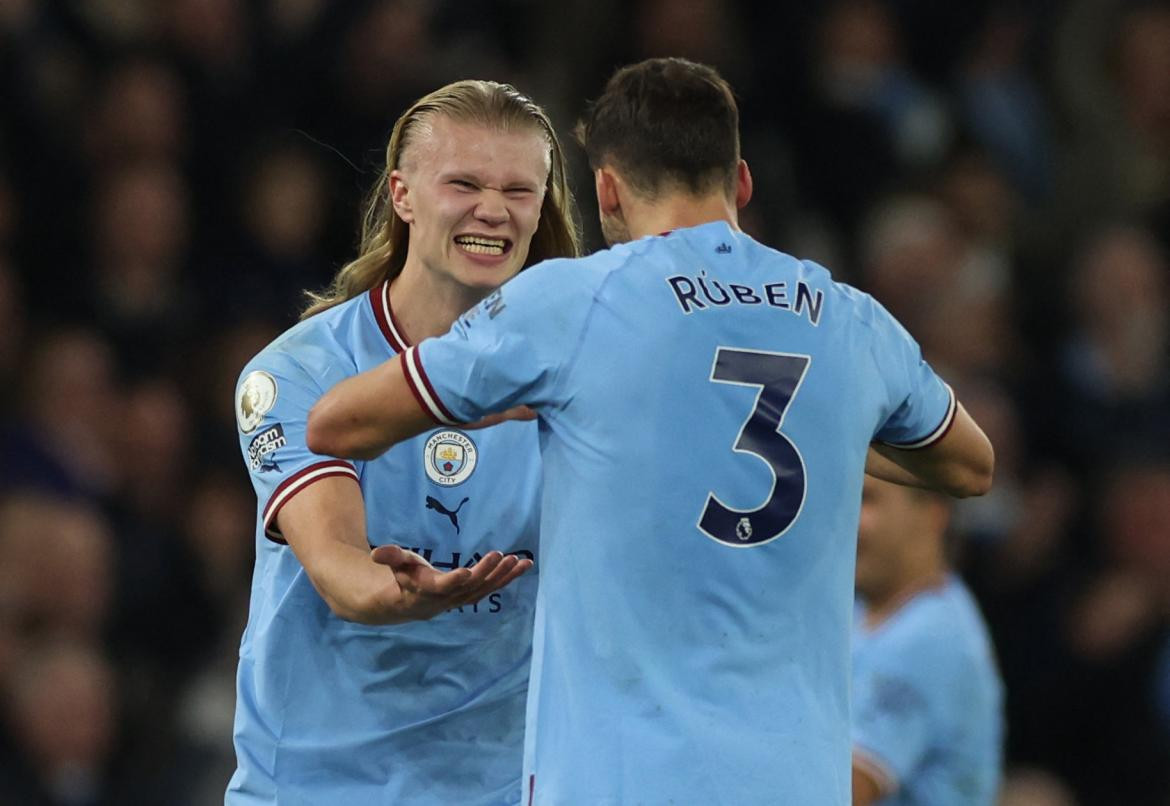 Festejo del Manchester City ante Arsenal por la Premier League. Foto: REUTERS.