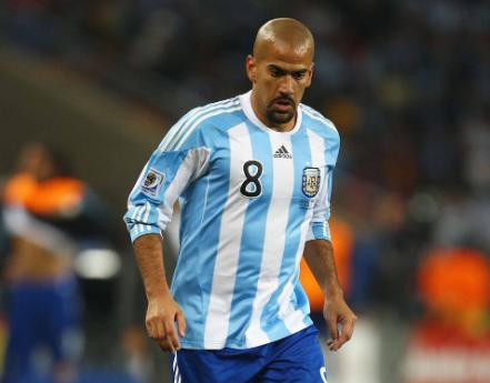 Juan Sebastián Verón en el Mundial 2010. Foto: NA.