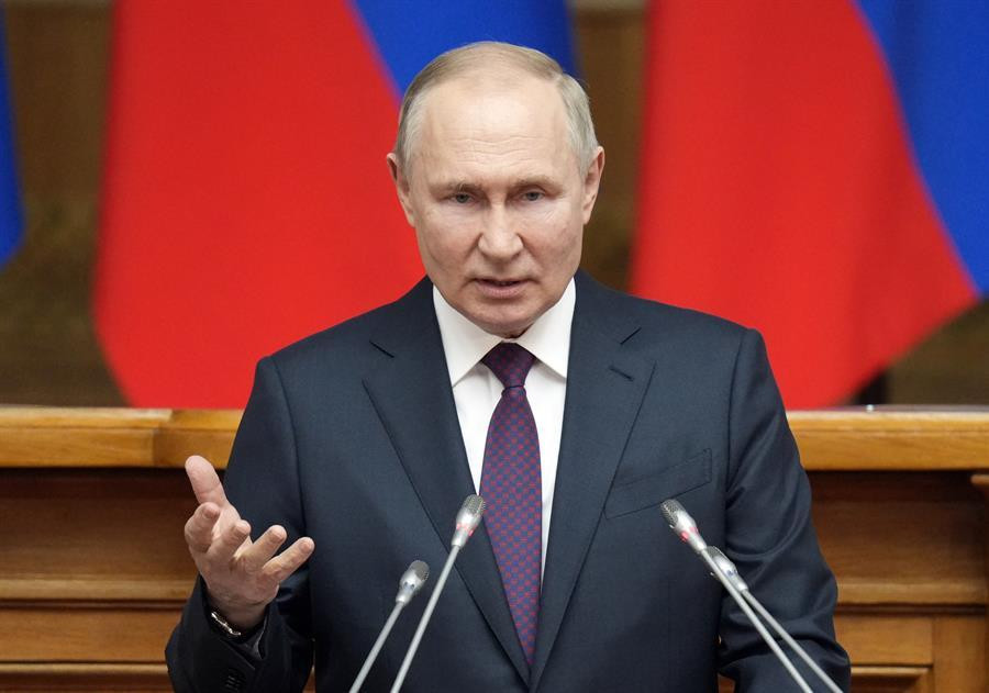 El presidente ruso Vladimir Putin durante el discurso del Consejo de Legisladores de la Asamblea Federal Rusa_EFEEPAALEXEI DANICHEV  SPUTNIK  KREMLIN POOL 