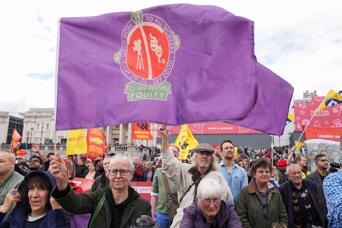 Protesta en Londres por el Día del trabajador. Foto Reuters.