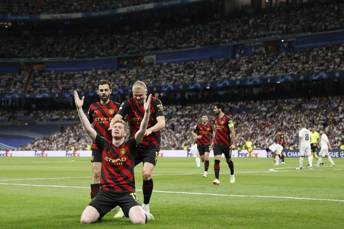 Festejo del Manchester City ante el Real Madrid por la Champions League. Foto: EFE.