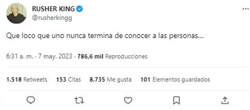 La supuesta indirecta de Rusherking a la China Suárez. Foto: Captura.