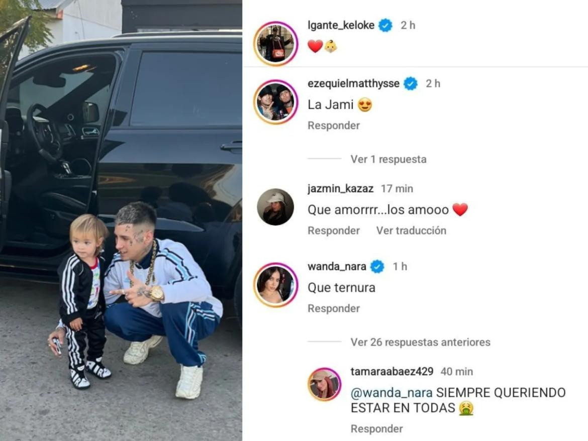 El comentario de Wanda Nara en el Instagram de L-Gante. Foto: Captura de pantalla.