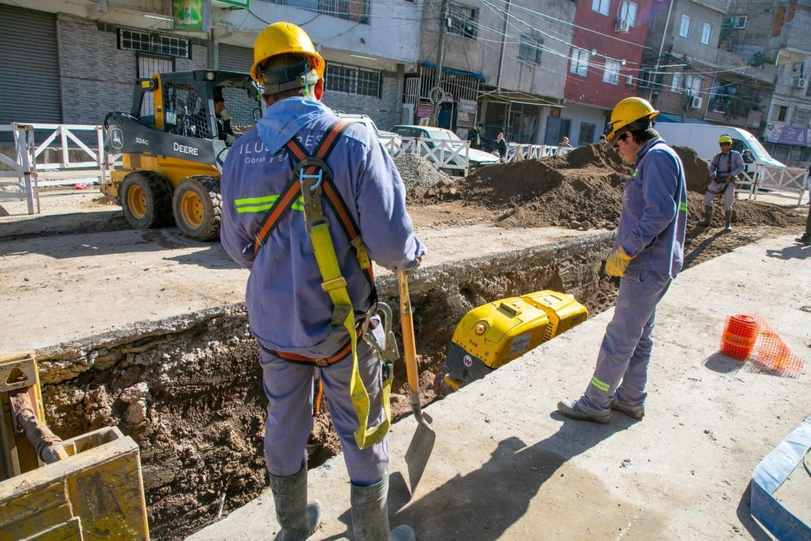 Obras de AySA en barrio Padre Ricciardelli en CABA