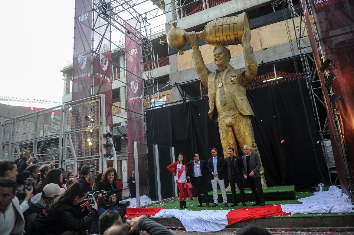 Inauguración de estatua de Marcelo Gallardo, River. Foto: Télam