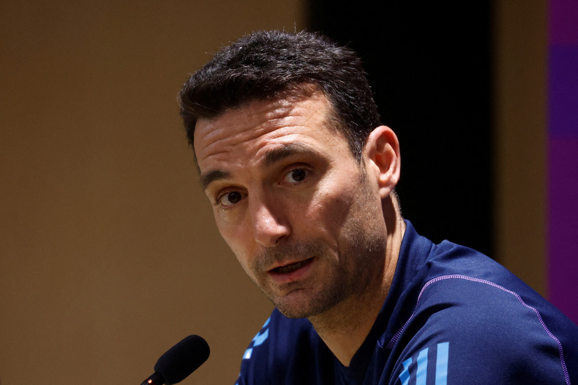 Lionel Scaloni en la conferencia de prensa. Foto: Reuters.