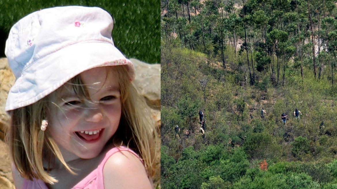 Madeleine McCann y la zona rastrillada. Foto: NA - Reuters