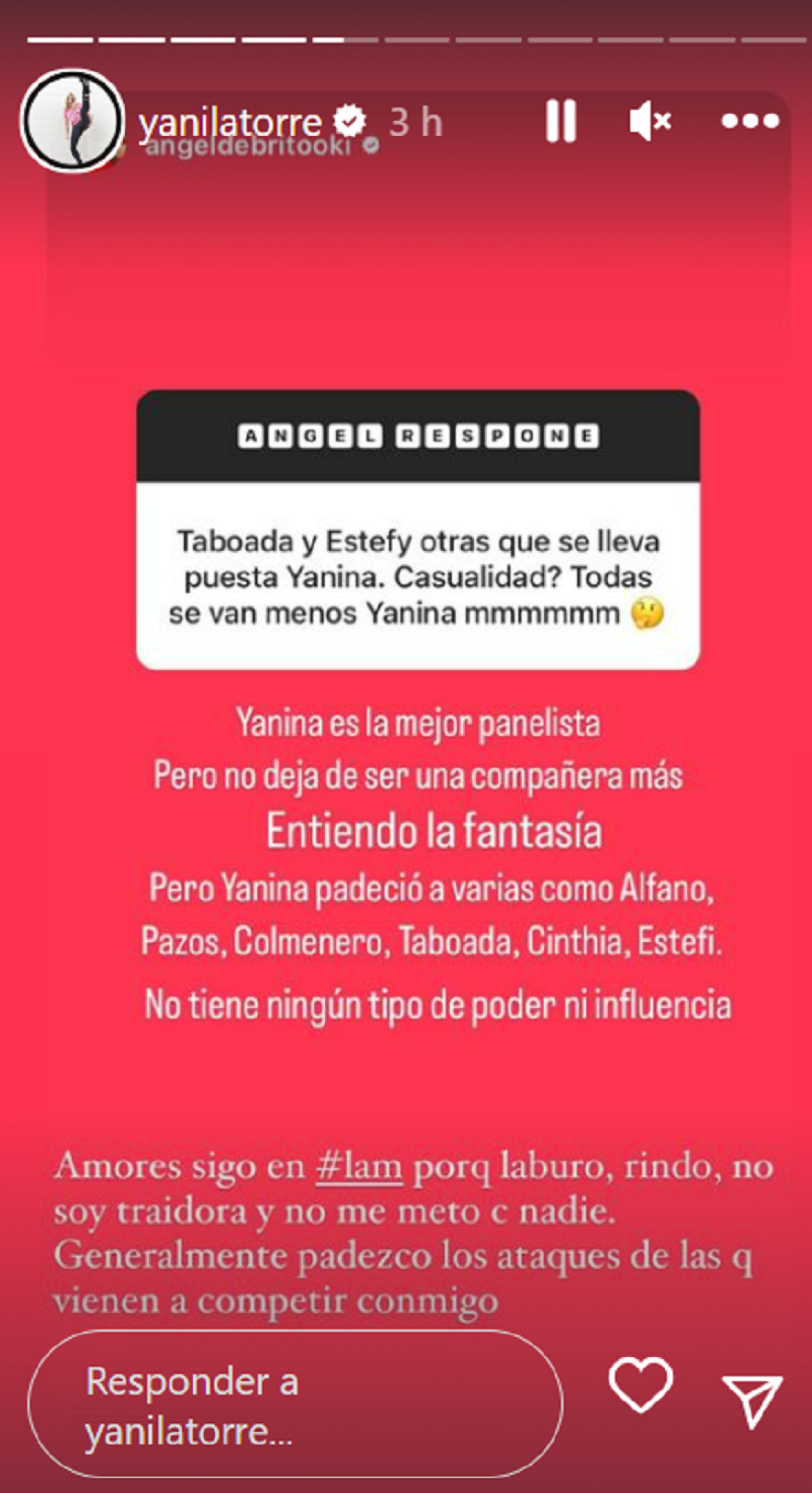 El descargo de Yanina Latorre tras la salida de sus compañas de LAM. Foto: Instagram.