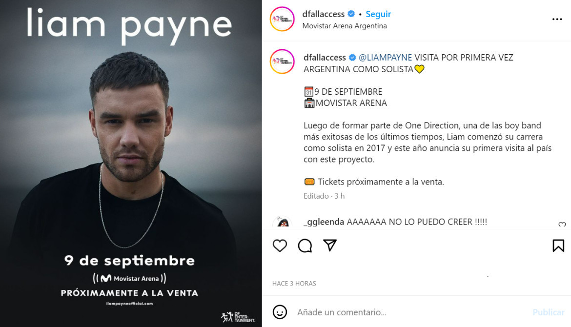 El anuncio que viene Liam Payne. Foto: Instagram.