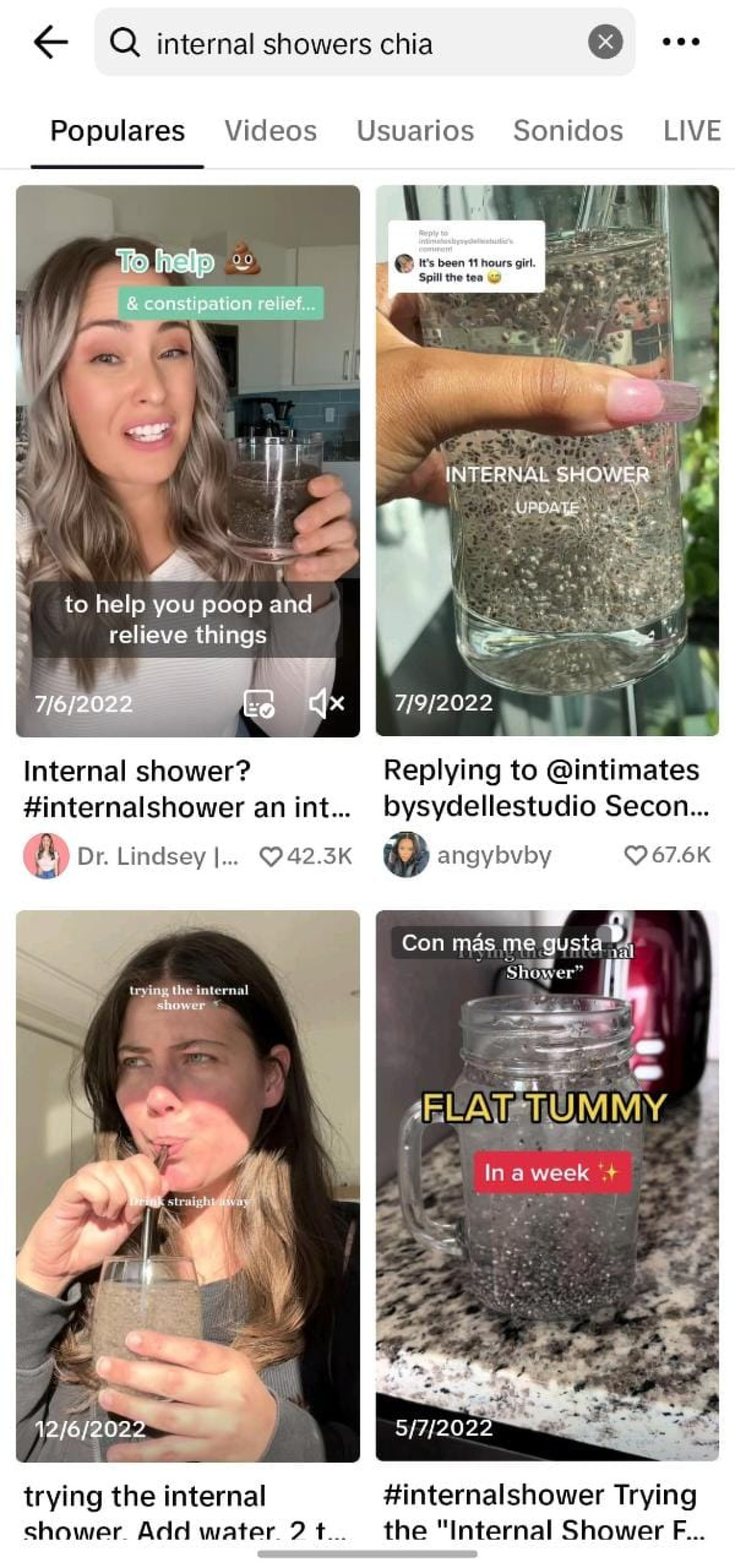 La bebida fue furor en TikTok, bajo el hashtag #internalshower. Foto: TikTok.