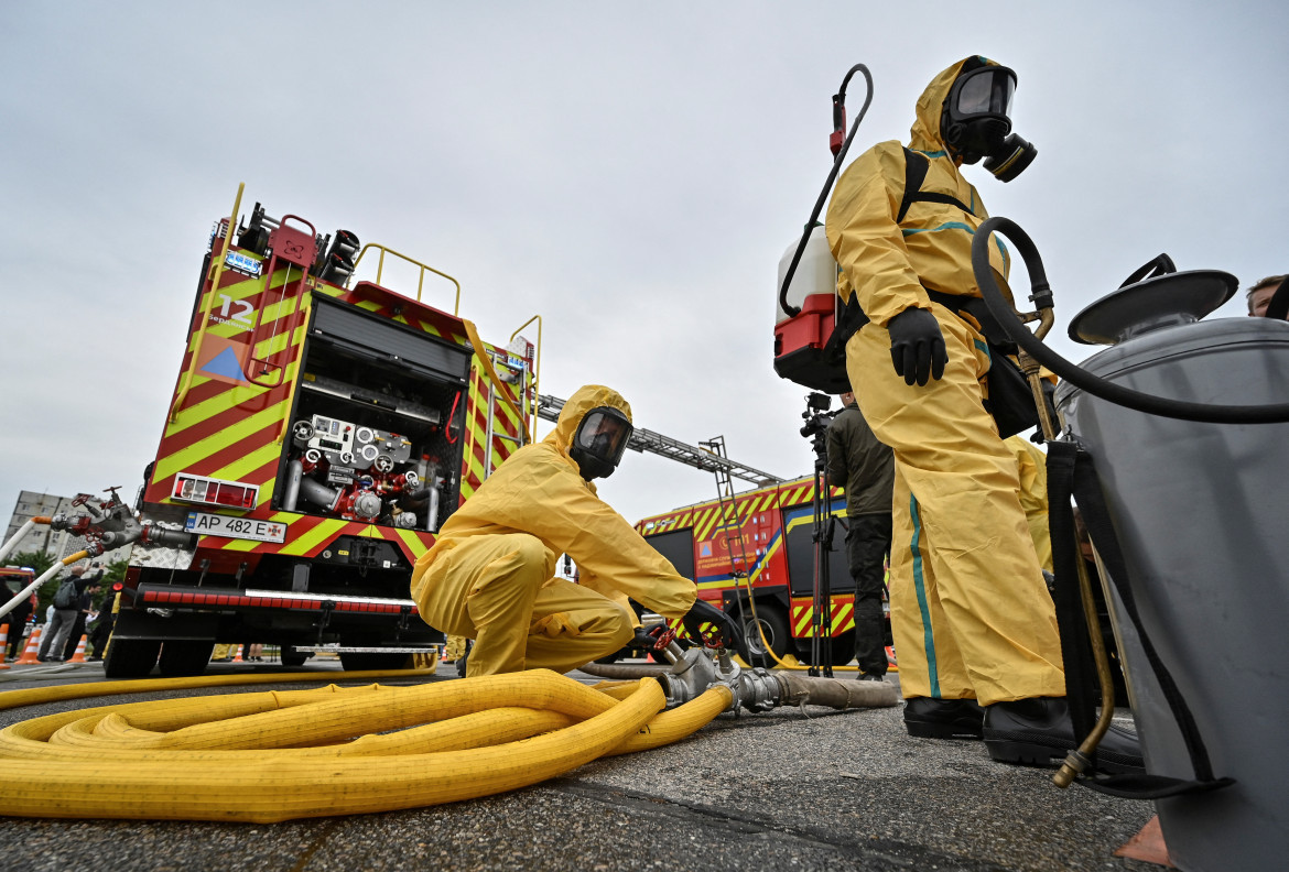 Simulacro de Ucrania en las regiones cercanas a la planta de Zaporiyia. Foto: Reuters.